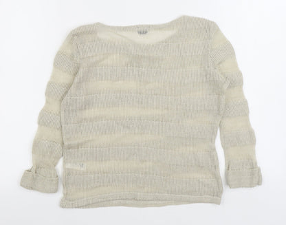 Topshop Womens Beige Boat Neck Polyester Pullover Jumper Size 8