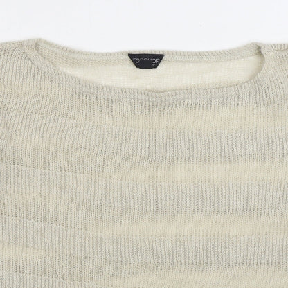 Topshop Womens Beige Boat Neck Polyester Pullover Jumper Size 8