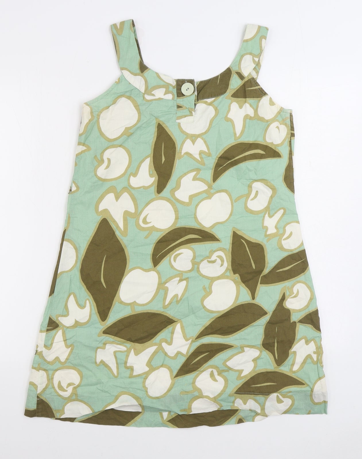 River Island Womens Green Geometric Cotton Basic Tank Size 10 Scoop Neck - Fruit