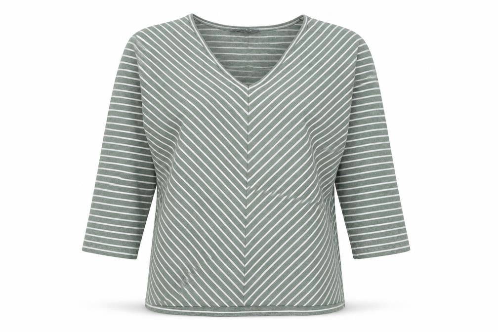 Nutmeg Womens Green Striped Cotton Pullover Sweatshirt Size 14 Pullover
