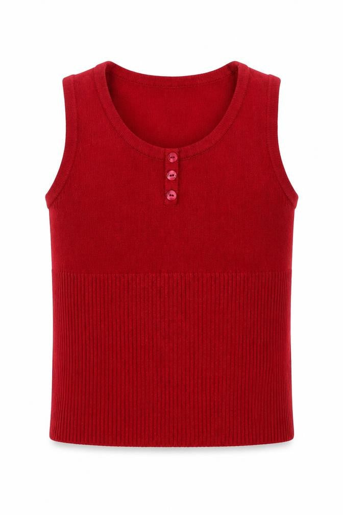BHS Girls Red Acrylic Basic Tank Size 4 Years Scoop Neck Pullover