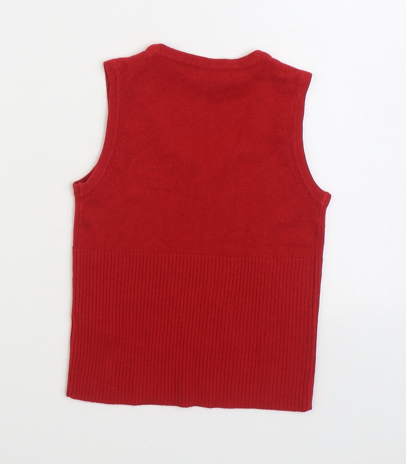 BHS Girls Red Acrylic Basic Tank Size 4 Years Scoop Neck Pullover