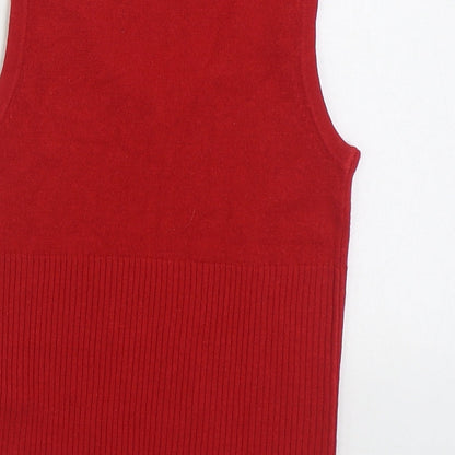 BHS Girls Red Acrylic Basic Tank Size 4 Years Scoop Neck Pullover