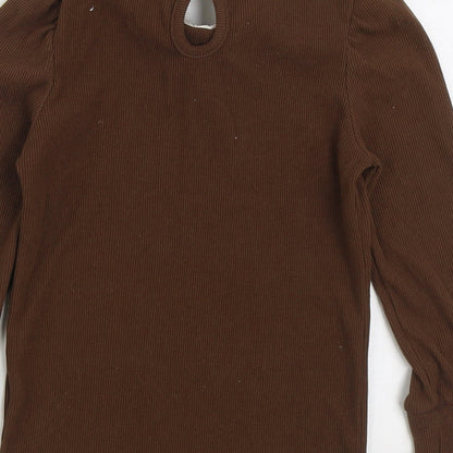 SHEIN Girls Brown Collared Cotton Pullover Jumper Size 8-9 Years Pullover
