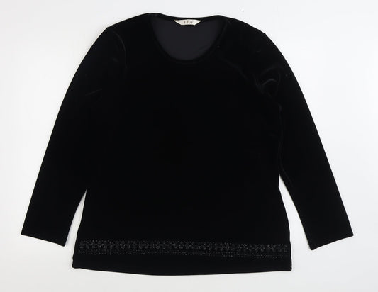 ELVI Womens Black Polyester Pullover Sweatshirt Size M Pullover