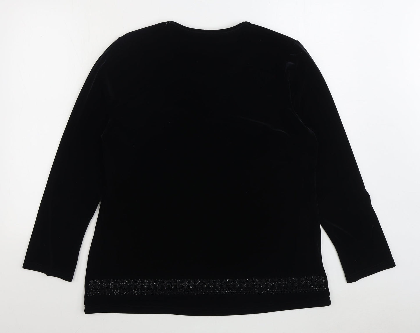 ELVI Womens Black Polyester Pullover Sweatshirt Size M Pullover