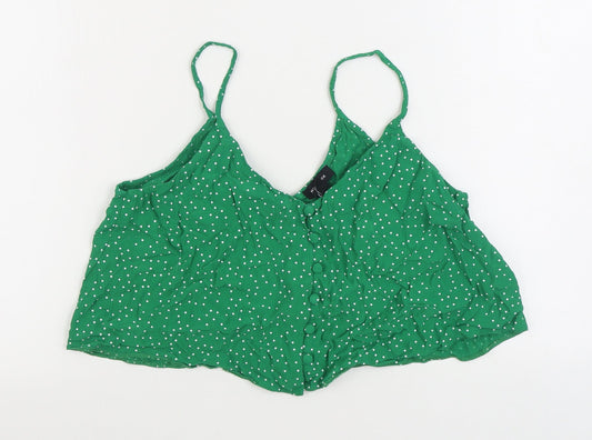 New Look Womens Green Polka Dot Viscose Camisole Tank Size 12 Scoop Neck