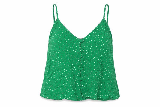 New Look Womens Green Polka Dot Viscose Camisole Tank Size 12 Scoop Neck