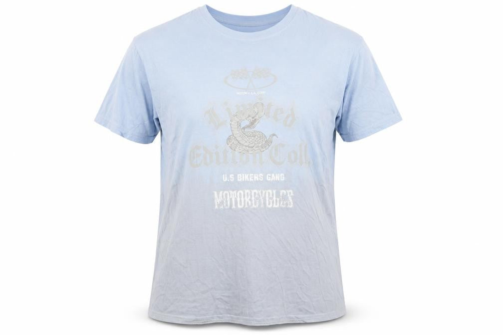 Boohoo Mens Blue Cotton T-Shirt Size M Round Neck - Bikers gang