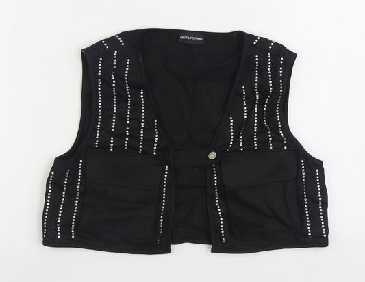 PRETTYLITTLETHING Womens Black Gilet Jacket Size S Button