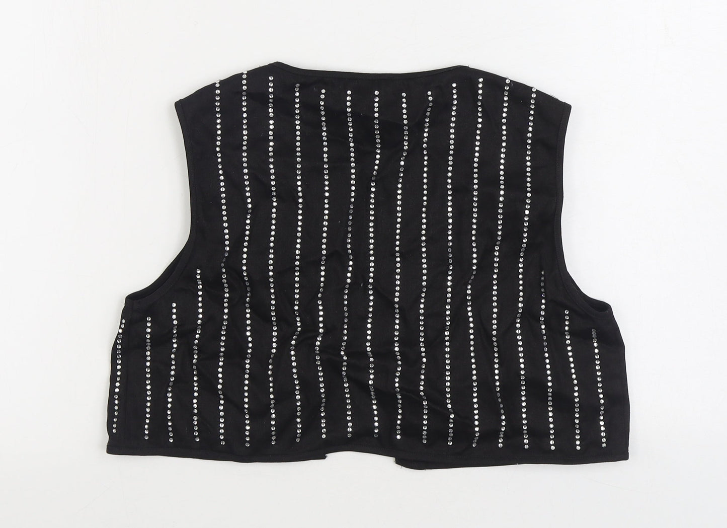PRETTYLITTLETHING Womens Black Gilet Jacket Size S Button