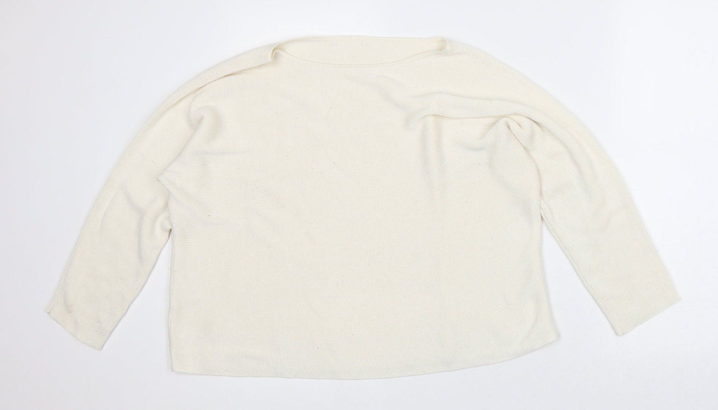 Preworn Womens Beige Round Neck Polyester Pullover Jumper Size M