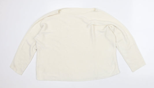 Preworn Womens Beige Round Neck Polyester Pullover Jumper Size M