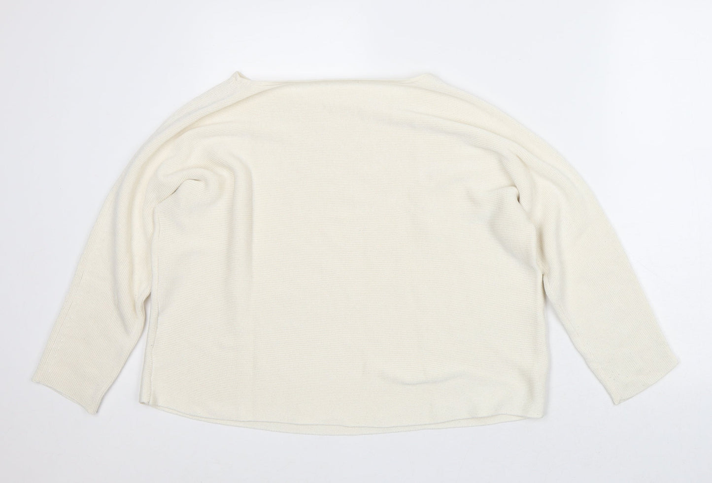 Preworn Womens Beige Round Neck Polyester Pullover Jumper Size M