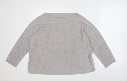 Preworn Womens Grey Boat Neck Polyester Pullover Jumper Size M