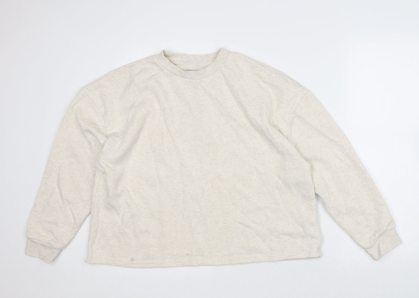 Jeff & Co. Womens Beige Crew Neck Cotton Pullover Jumper Size 10