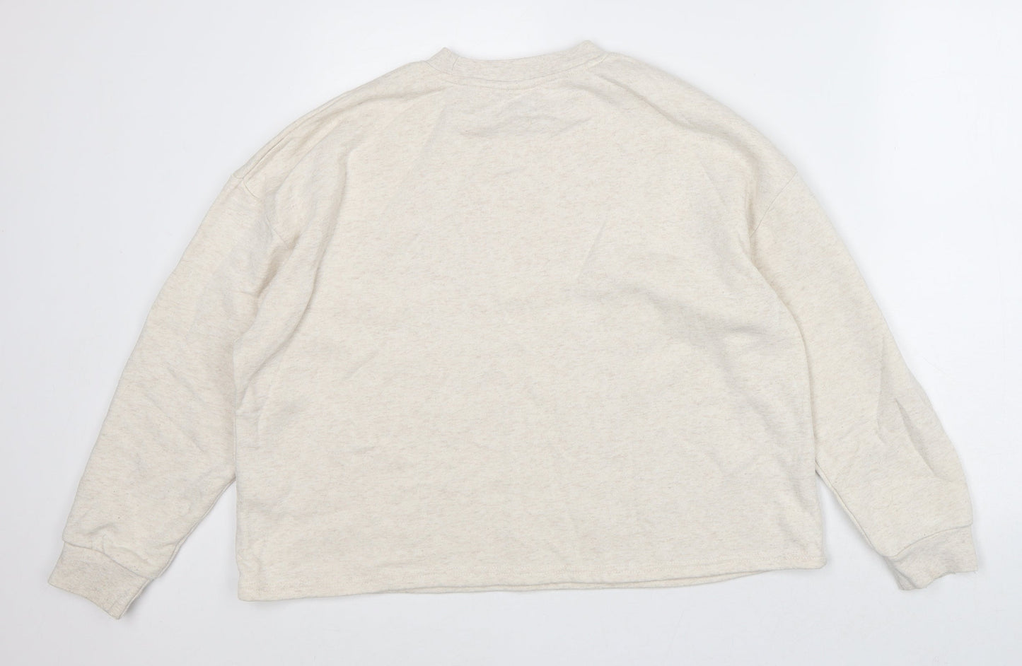 Jeff & Co. Womens Beige Crew Neck Cotton Pullover Jumper Size 10