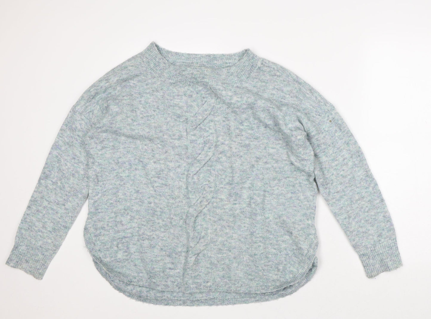 Marks and Spencer Womens Blue Crew Neck Geometric Acrylic Pullover Jumper Size 12