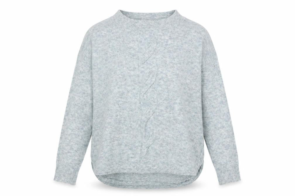 Marks & Spencer Womens Blue Crew Neck Geometric Acrylic Pullover Jumper Size 12