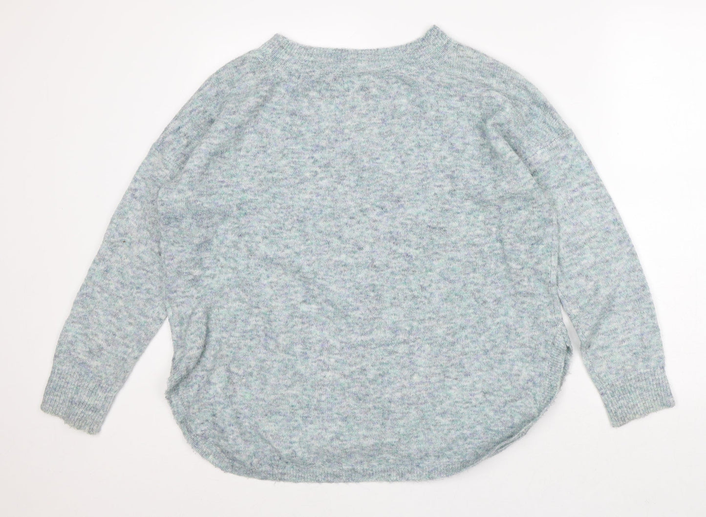 Marks and Spencer Womens Blue Crew Neck Geometric Acrylic Pullover Jumper Size 12