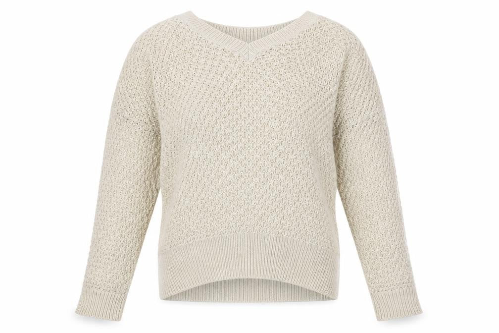 NEXT Womens Beige V-Neck Acrylic Pullover Jumper Size M