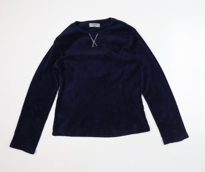 Hudson Bay Womens Blue Polyester Pullover Sweatshirt Size M