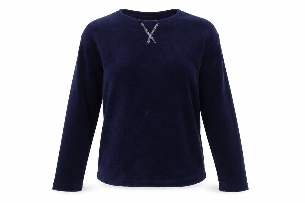 Hudson Bay Womens Blue Polyester Pullover Sweatshirt Size M
