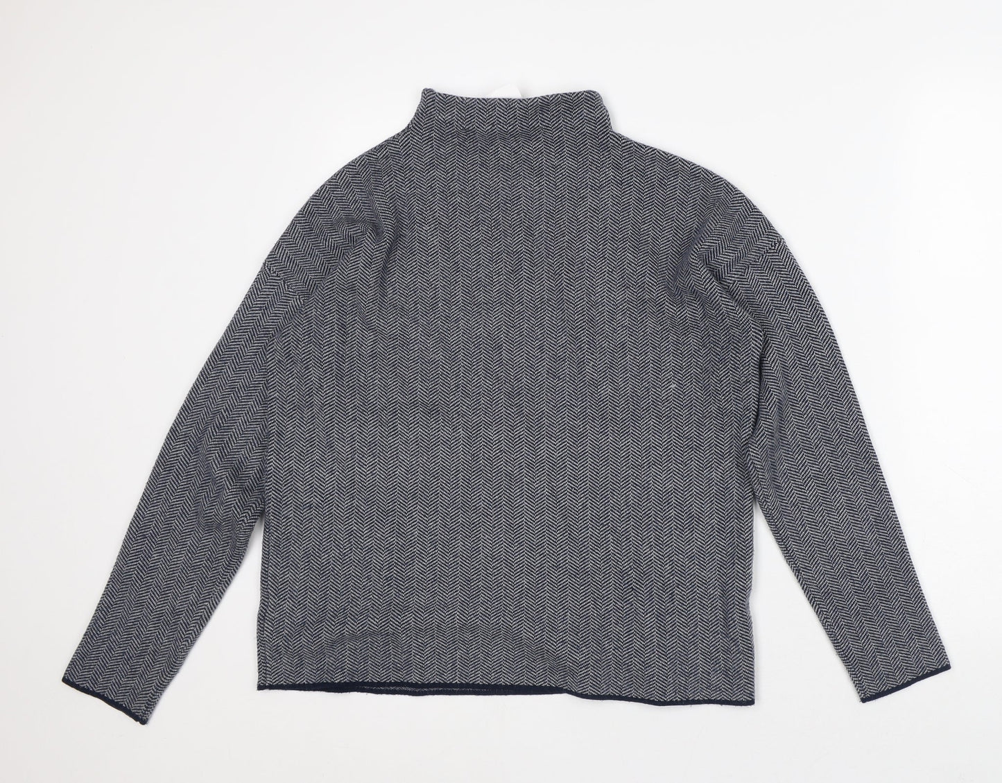 Max Studios Womens Blue Herringbone Polyester Pullover Sweatshirt Size M