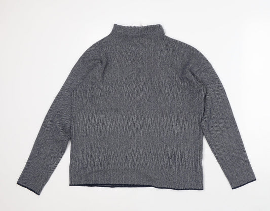 Max Studios Womens Blue Herringbone Polyester Pullover Sweatshirt Size M