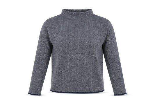 Max Studios Womens Blue Herringbone Polyester Pullover Sweatshirt Size M