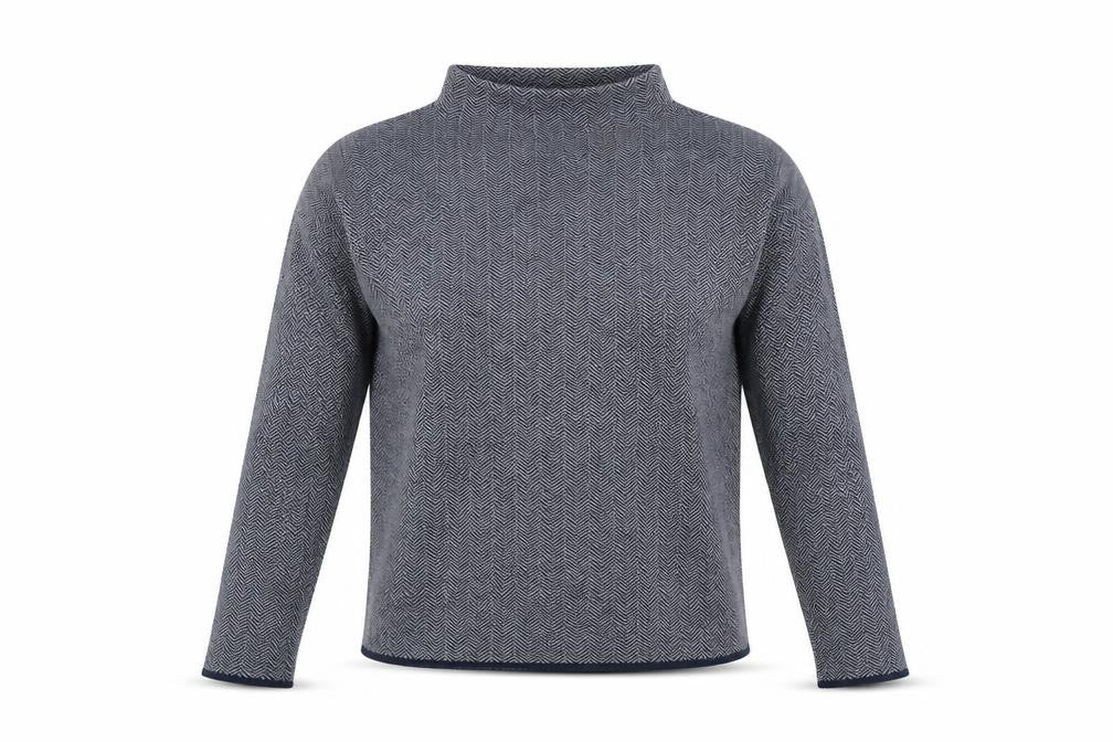 Max Studios Womens Blue Herringbone Polyester Pullover Sweatshirt Size M