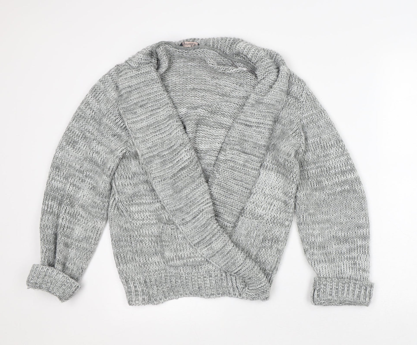 Profile Womens Grey V-Neck Acrylic Pullover Jumper Size 16