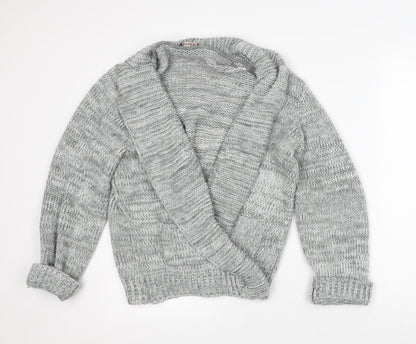 Profile Womens Grey V-Neck Acrylic Pullover Jumper Size 16