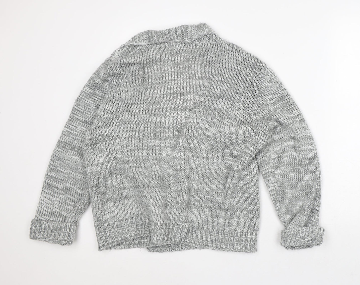 Profile Womens Grey V-Neck Acrylic Pullover Jumper Size 16