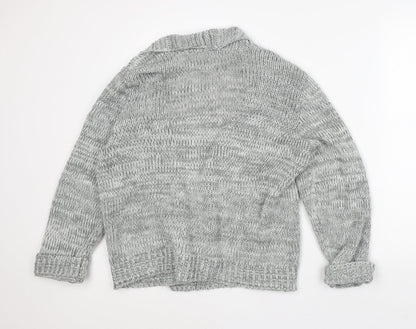 Profile Womens Grey V-Neck Acrylic Pullover Jumper Size 16