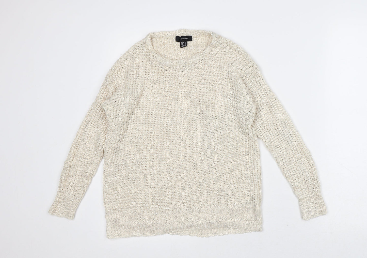 Atmosphere Womens Beige Crew Neck Polyester Pullover Jumper Size 10