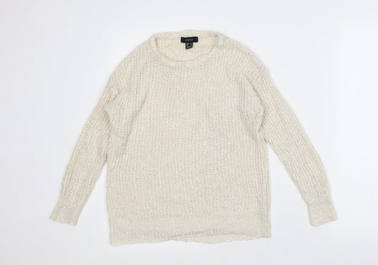 Atmosphere Womens Beige Crew Neck Polyester Pullover Jumper Size 10