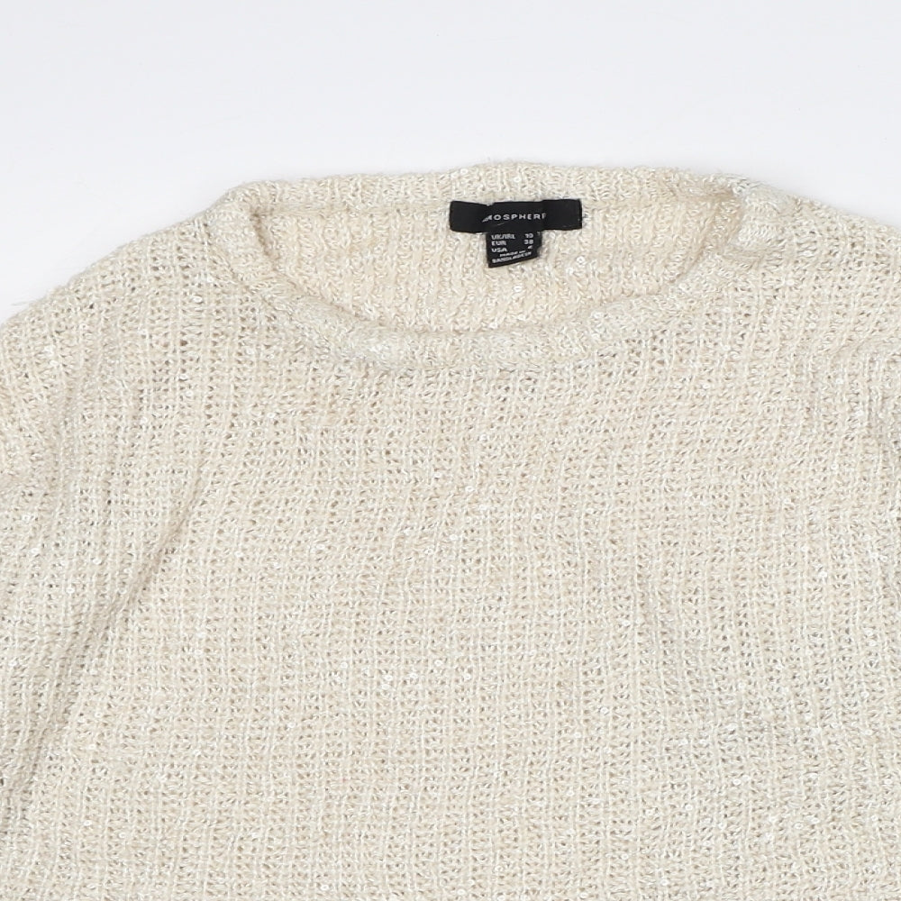Atmosphere Womens Beige Crew Neck Polyester Pullover Jumper Size 10