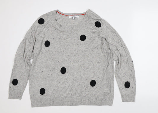 NEXT Womens Grey Round Neck Polka Dot Polyester Pullover Jumper Size L