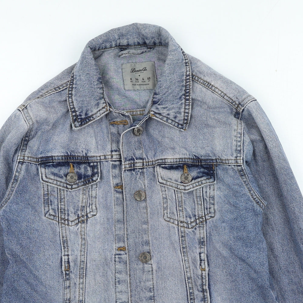 Denim & Co. Womens Blue Jacket Size 8 Button