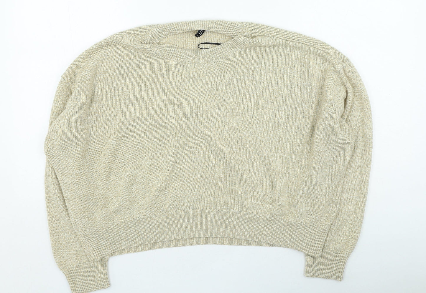 H&M Womens Beige Round Neck Acrylic Pullover Jumper Size L