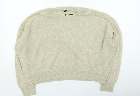 H&M Womens Beige Round Neck Acrylic Pullover Jumper Size L