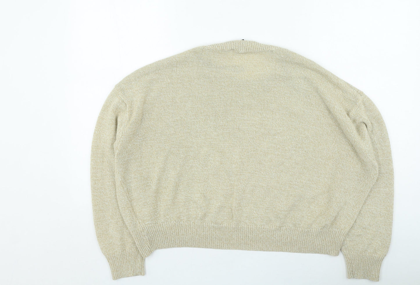 H&M Womens Beige Round Neck Acrylic Pullover Jumper Size L