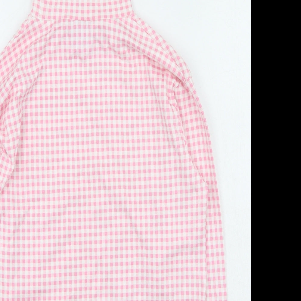 Preworn Womens Pink High Neck Plaid Polyester Pullover Jumper Size XS