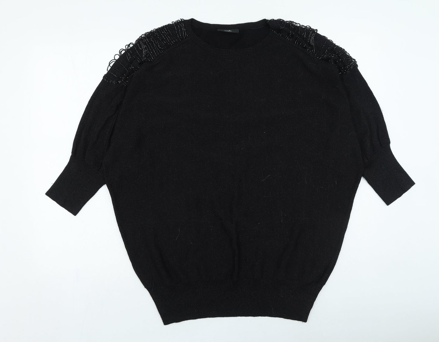 Wallis Womens Black Round Neck Acrylic Pullover Jumper Size M