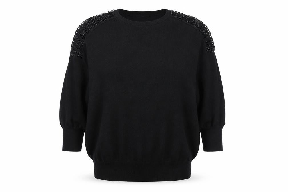 Wallis Womens Black Round Neck Acrylic Pullover Jumper Size M