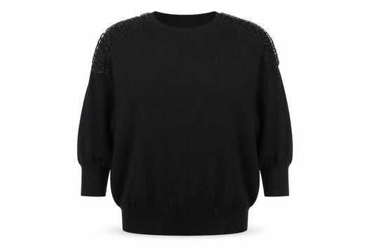 Wallis Womens Black Round Neck Acrylic Pullover Jumper Size M