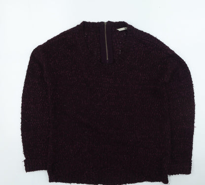 Tu Womens Purple Round Neck Polyester Pullover Jumper Size 12