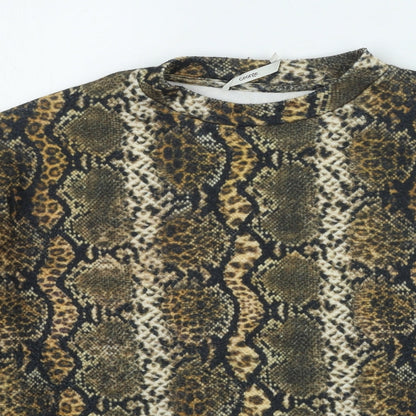 George Womens Brown Round Neck Animal Print Polyester Pullover Jumper Size S - Snake