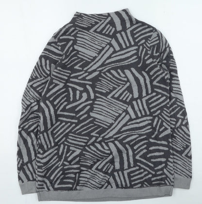 Preloved Intown Womens Grey High Neck Geometric Acrylic Pullover Jumper Size M - Back